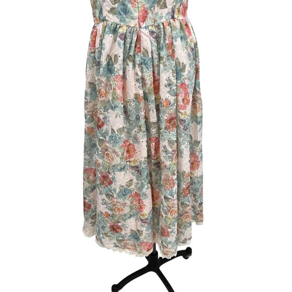 Ivy City Co Penny Tank Midi Dress Floral Print Eyelet Multicolor Size US 8 - Picture 6 of 15